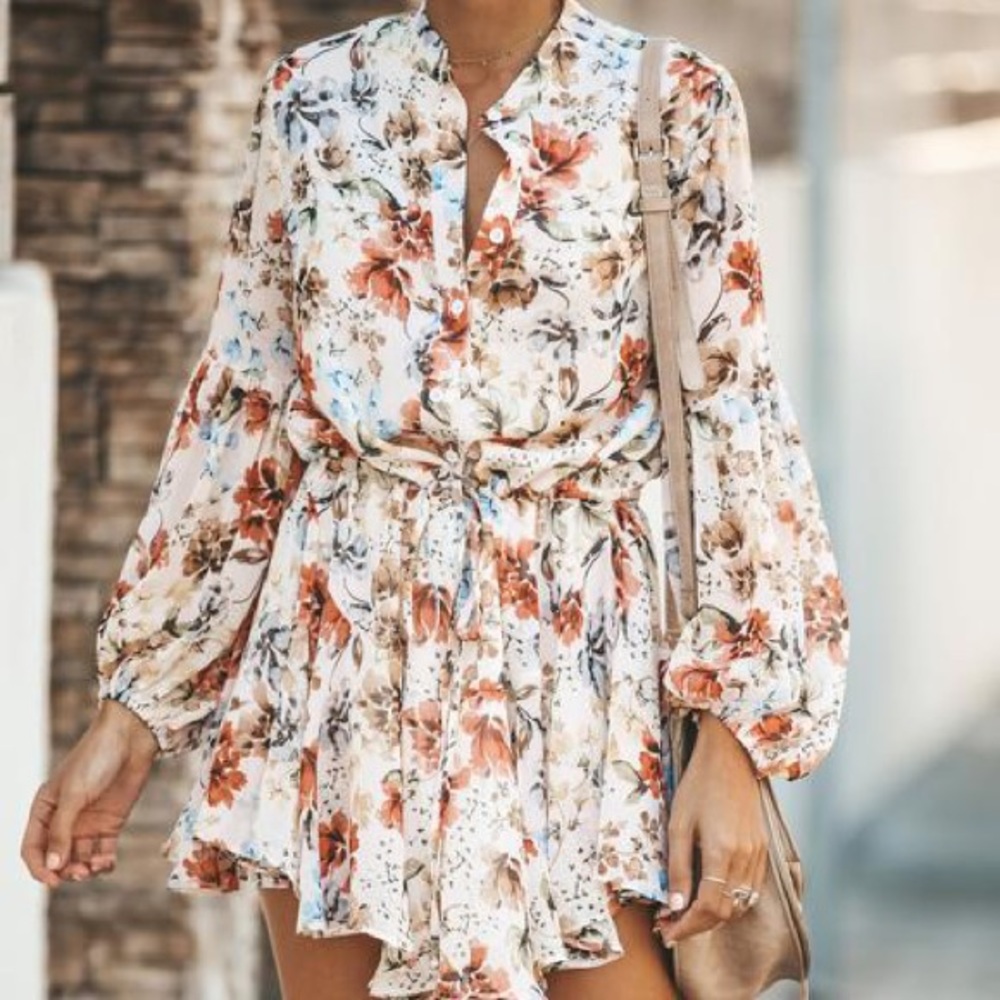 Balloon Sleeve Foral Dress